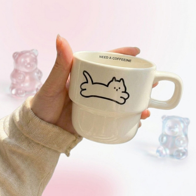 리츠센 깡총 고양이 머그컵, 1개, 혼합