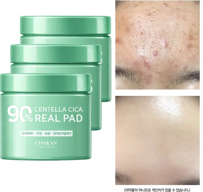 착한팩토리 트러블 모공 진정 각질 피지 센텔라시카 90% 리얼 토너패드, 70매입, 3개