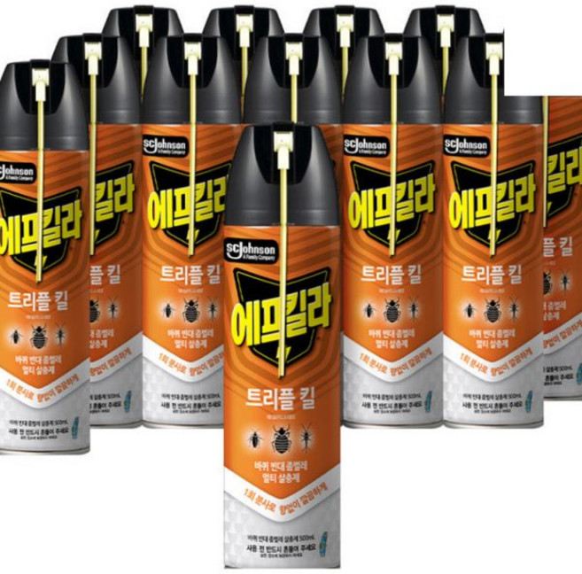 에프킬라맥스 트리플킬 바퀴벌레약 살충제 에어로졸 개미 좀벌레 빈대 퇴치제 500ml 12개