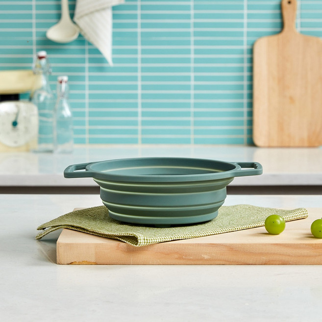 모던하우스 야탑점 깔끔 실리콘 접이식 콜렌더 M 27CM 그린_CK2024015, 사진참조, 1개