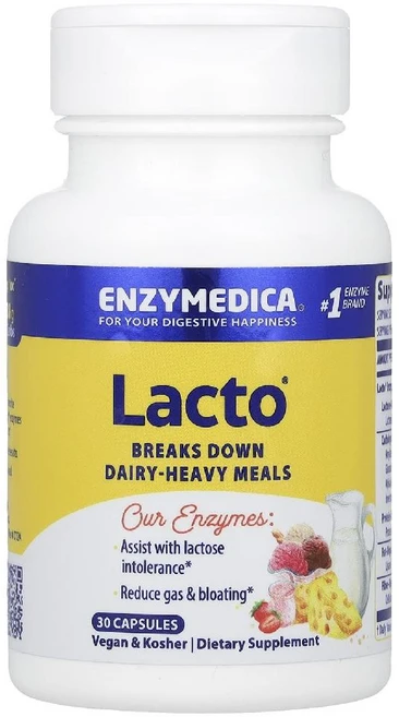 엔자이메티카 락토 락타아제 효소 엔자임 30캡슐 아밀라아제 리파아제 셀룰라아제 Lacto, 30정, 1개 - 쿠팡