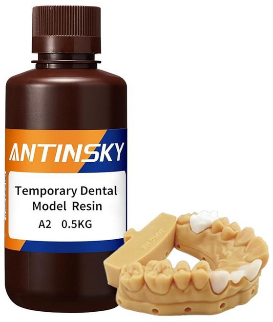 Antinsky DLP LCD 3D 프린터 레진용 임시 치과 모델 레진 405nm 고정밀 고경도 빠른 경화 시간 치아 질감 모양 색상 A2 500g