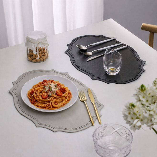 소소센스 북유럽 고급 식탁매트 실리콘 테이블매트 방수 식탁패드2개, 클래식 회색, 1세트, 43cm*29.5cm