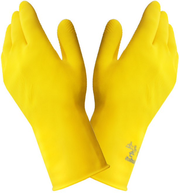 장갑이네 소손 미니 짧은 고무장갑 노랑 베이지, 노랑 10켤레, 1개, 소(S)