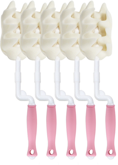 하이비 프리미엄 젖병 세척솔 회전형, 5개, 핑크