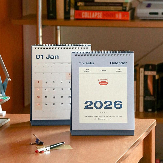 플로우 2026 데스크 캘린더 탁상형 심플 디자인 미니 달력, 상세페이지 참조