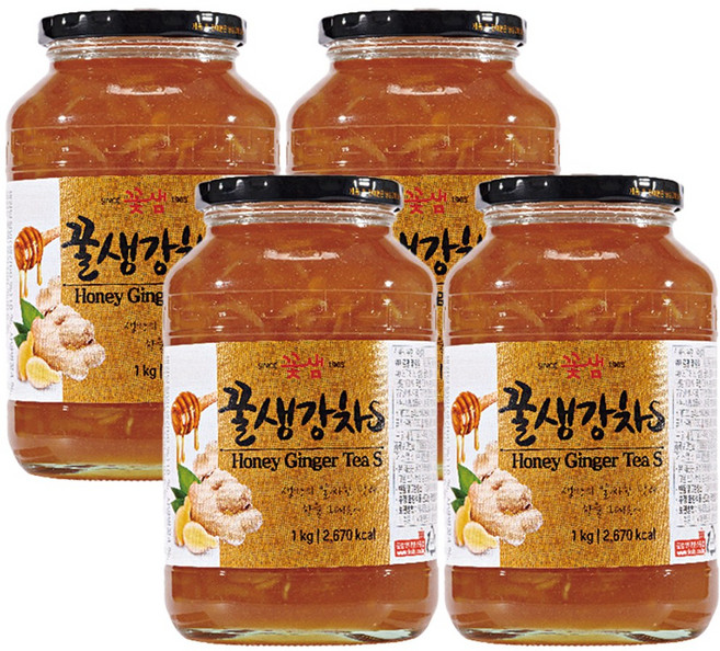 꽃샘 꿀생강차S 1kg 4개입 1세트, 1, 1개