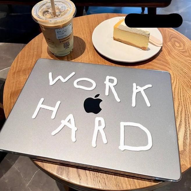 work hard 맥북케이스 교수님 학생 만우절 선물 맥북에어 일러스트레이션 사랑 투명 쉘, 에어(13.6인치) A2681, LR-0907 (마우스패드+키보드 필름)