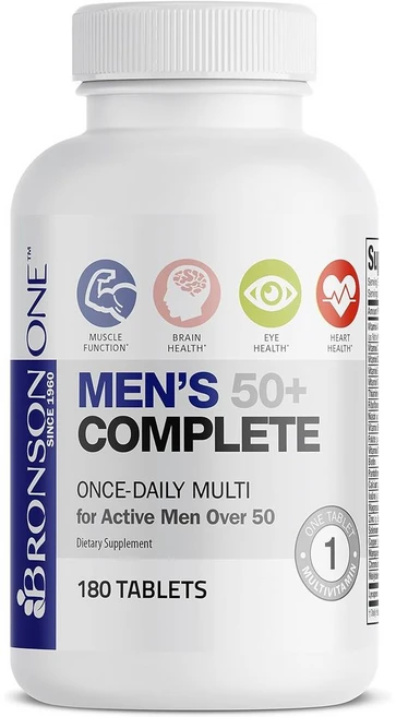 Bronson ONE 데일리 Mens 50+ 맨스 50플러스 컴플리트 멀티비타민 멀티미네랄 180 정, 180정, 1개 - 쿠팡