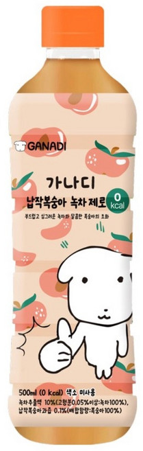 가나디 납작복숭아녹차, 6개, 500ml