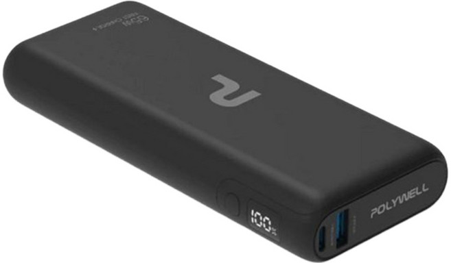寶利威爾 65W 大功率行動電源 雙向快充 19200mAh USB Type-C 筆電適用 DL202P, 白色 (30W)
