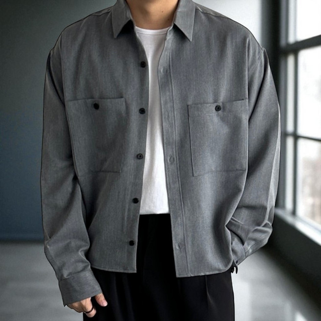 [가을특가] 남자 다리 길어보이는 크롭 오버핏 셔츠 자켓