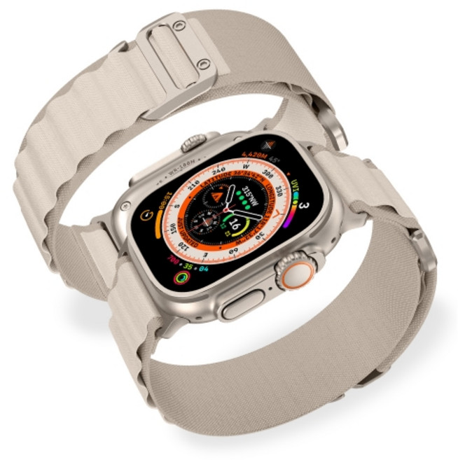 애플워치 호환 알파인 루프 스트랩 스포츠 밴드 시계줄, 44-45-49mm(M/L), 스타라이트