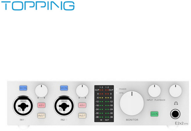 뉴사운드 [Topping] 공식수입정품 토핑 USB 오디오 인터페이스, E2X2 OTG WHITE, 1개