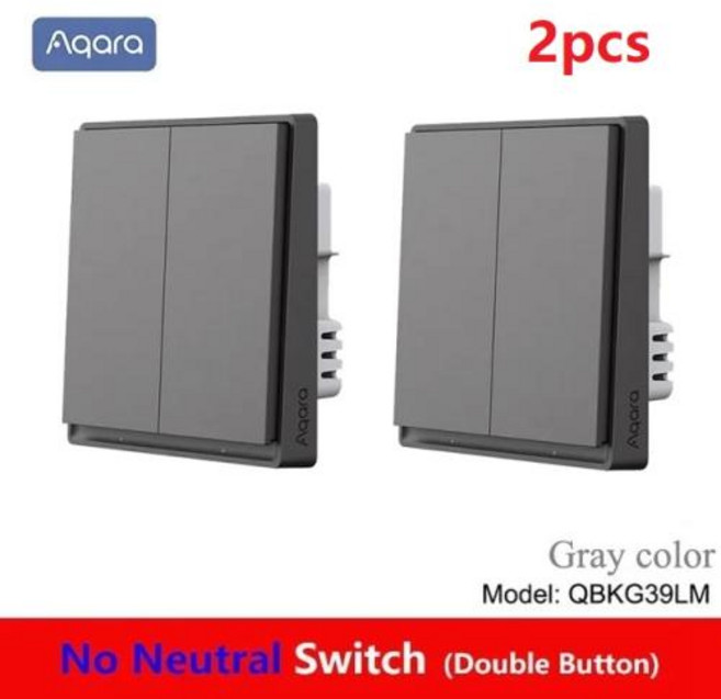 Aqara 스마트 벽 스위치 E1 ZigBee 3.0 Xiaomi Mi Home homek APP 용 중립 없음 스마트 홈 무선 키 라이트 스위치, [07] NoNeutral 2key 2pc G