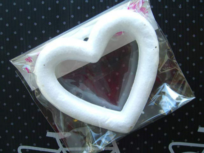 枕頭山 愛心五角星手工藝保麗龍球填充物禮物包裝材料組，聖誕生日裝飾, 空桃心-4.5" (9086-3), 白, 2套