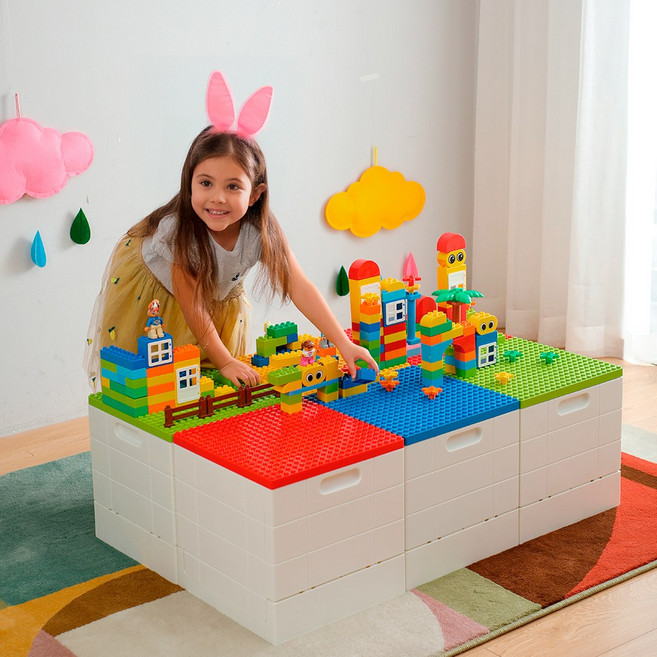 키텐실 장난감 정리함(KC인증) 레고 듀플로 폴딩 보관함 레고판 리빙박스 정리함, 2.레드, 1개