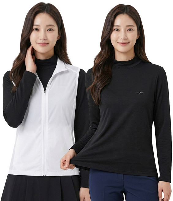 아소트 프리미엄 스포츠 골프 이너웨어 자외선차단 UV 쿨링 여성 반폴라 티셔츠