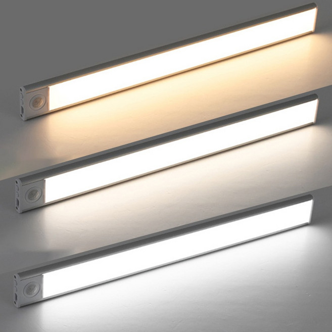 엘스토리몰 3색 변환 무선 센서바 자석 부착식 확산형 LED바 센서등 충전식 보조등 간접조명 C타입 4Size, 1개, 실버 20cm