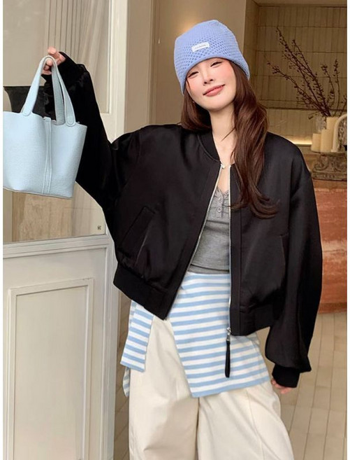 休閒棒球服外套女 春季寬鬆百搭夾克上衣 舒適