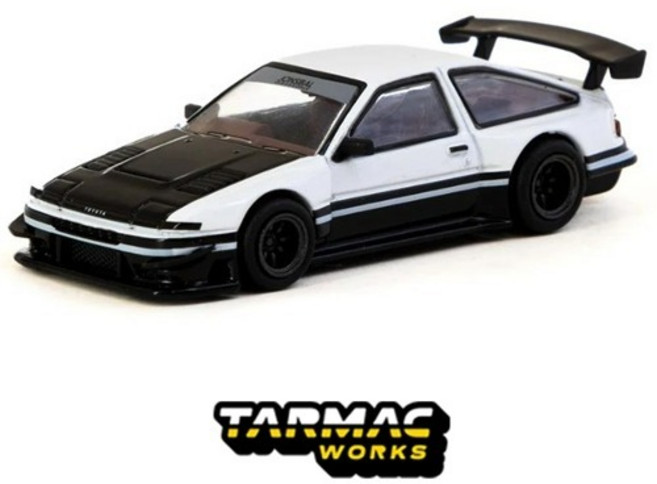 타막웍스 1/64 토요타 스프린터 트레노 AE86 와이드바디 - 화이트/블랙 (타막카드 포함) - GLOBAL64, 1개