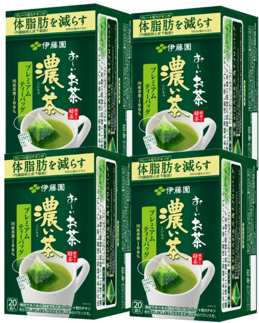 이토엔 오이오차 프리미엄 티백 진한 녹차, 4박스, 20개입, 2g
