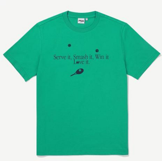 [FILA 본사공식] tennis 레터링 반팔티셔츠 (FE2RSF5111X_GRN)