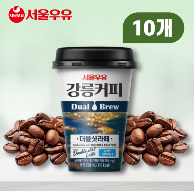서울우유 강릉커피 더블샷라떼 컵커피, 10개, 250ml