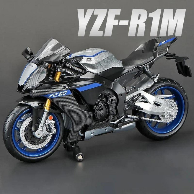 미니카 1:12 Yamaha YZF-R1M 60 주년 기념 레이싱 오토바이 합금 모델 충격 흡수 장치 컬렉션 장난감 자동, 01 black, 1개
