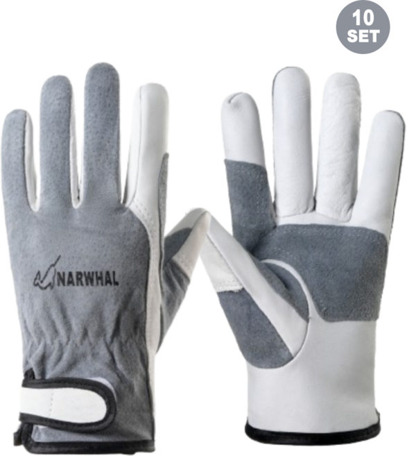 알곤 용접장갑 가시장갑 내열 작업 장갑 - 나르웨일통상, 백색 + 회색 - ( 프리미엄 ), 10세트