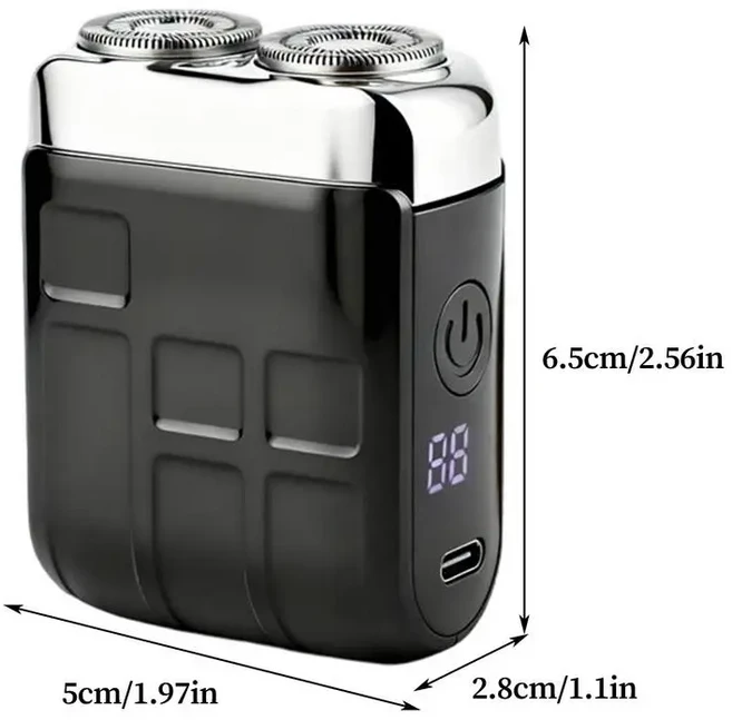 전기 면도기 휴대용 무선 충전식 더블 커터 LED 디스플레이 남성용 얼굴 수염, 01 Black