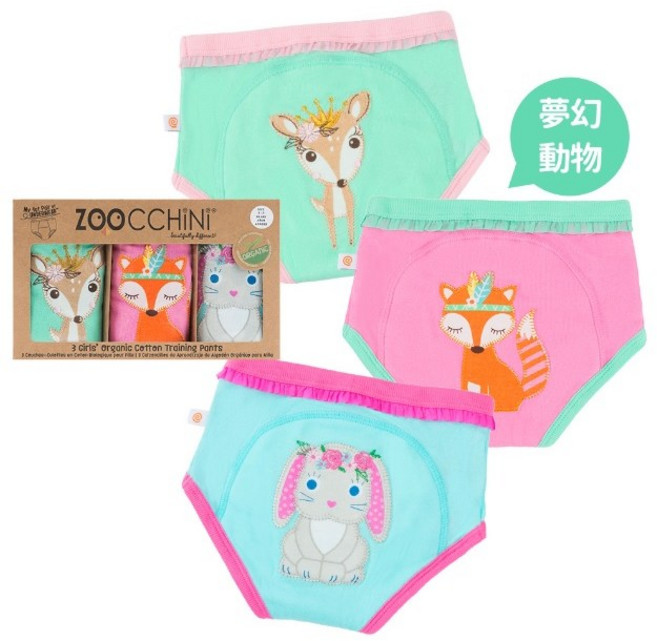 ZOOCCHiNi 女童尿布訓練褲 3入組 - 可愛動物學習褲, 夢幻動物8005, 1套