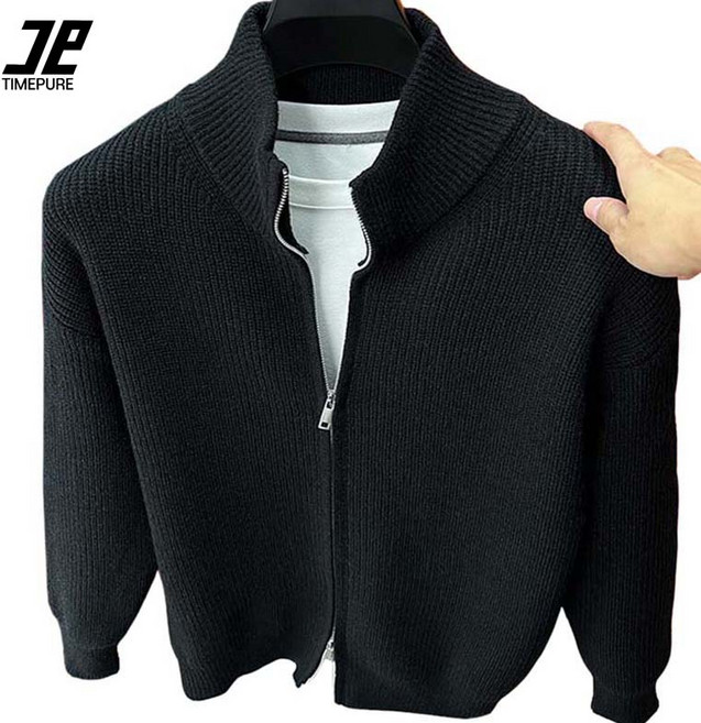 타임퓨어 남성 투웨이 가디건 집업 니트 자켓 캐주얼 데일리 도톰한 봄 가을 겨울 루즈핏 스웨터 코트