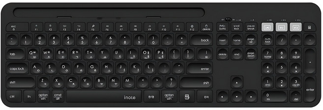 아이노트 멀티커넥트 무선 블루투스 5.0 일반형 키보드, 블랙, K608RB, 제조사축