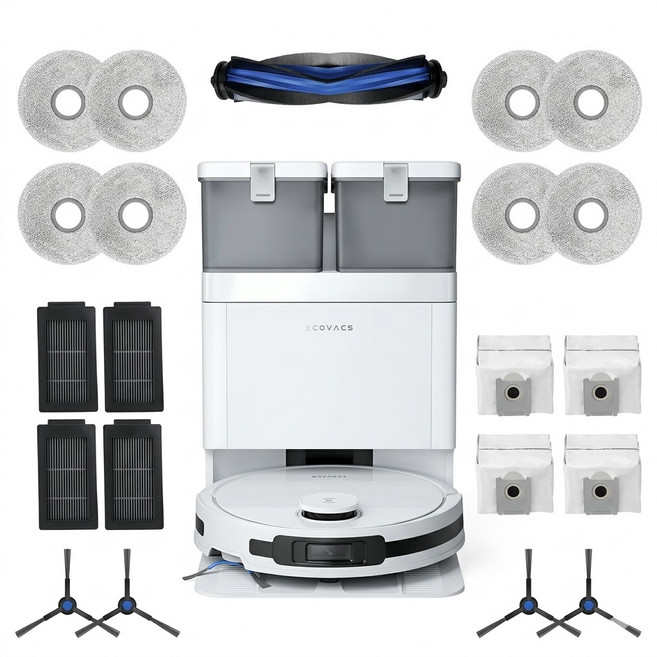 호환 에코백스 T50 프로 옴니 로봇 청소기 소모품 먼지봉투 더스트백 물걸레 필터 사이드 메인 브러쉬 패키지 세트, 1개, 6개월세트