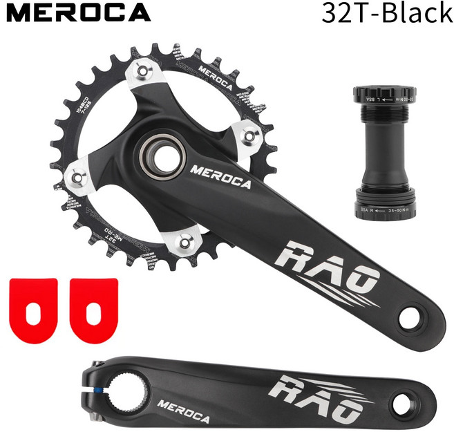 하단 브래킷이있는 산악 자전거 크랭크 170mm 104BCD 34T 체인 링 알루미늄 합금 MTB 셋, 1개, 03 Black Crankset 32T