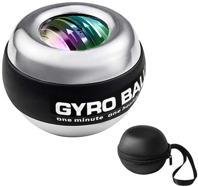 루아즈 손목 전완근 악력 강화 자이로볼 운동 기구, 실버, 1개