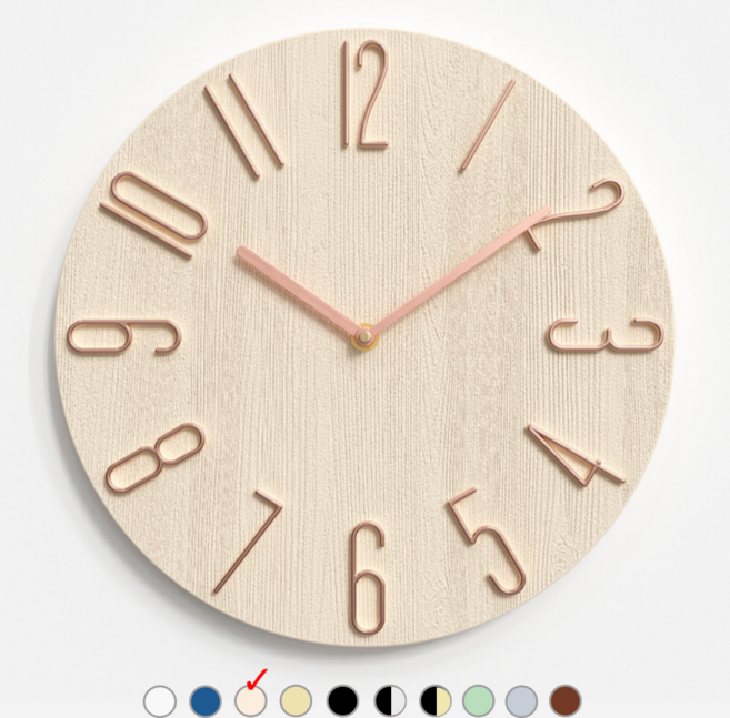 무타공 고정핀 증정 북유럽 예쁜 인테리어 무소음 벽시계, 1.베이지로즈