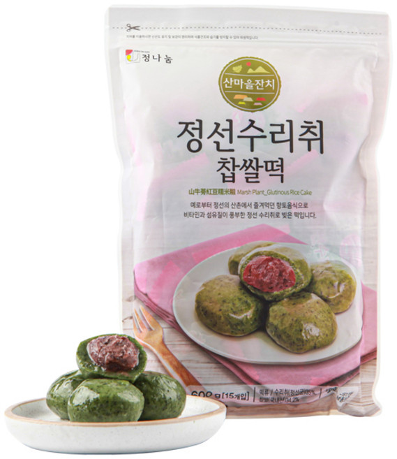 정나눔 수리취떡 냉동 찹쌀떡, 600g, 2개