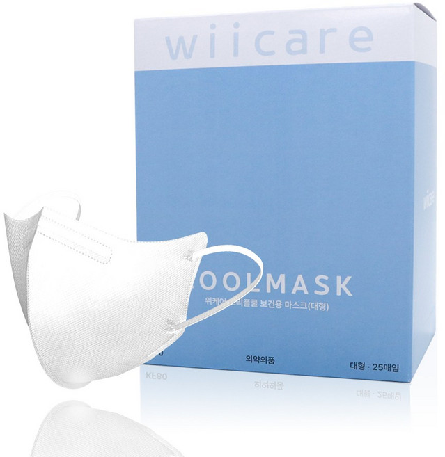 위케어 KF80 새부리형 대형 귀편한 귀안아픈 숨쉬기편한 여름용 마스크 25매 50매 100매, 4개, 25개입