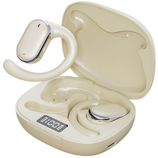 ELSECHO 오픈핏 블루투스 이어폰 무선 스포츠 이어폰 완전방수 귀걸이형 블루투스 5.3, 피부색