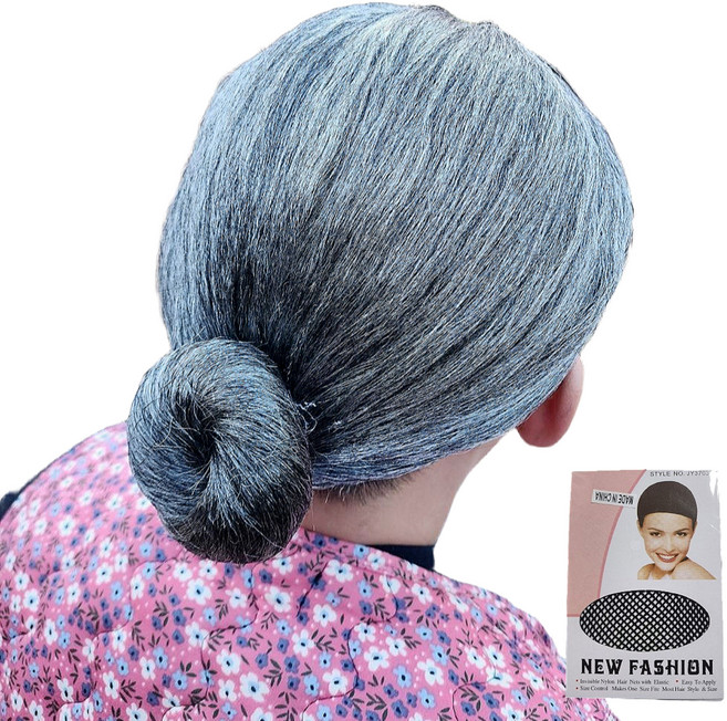 반짝이는일상 할머니 가발 쪽진머리 +가발망 자연스러운 소품, 1개