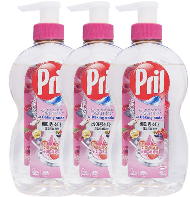 프릴 시크릿오브 베이킹소다 주방세제 와일드베리향, 700ml, 3개