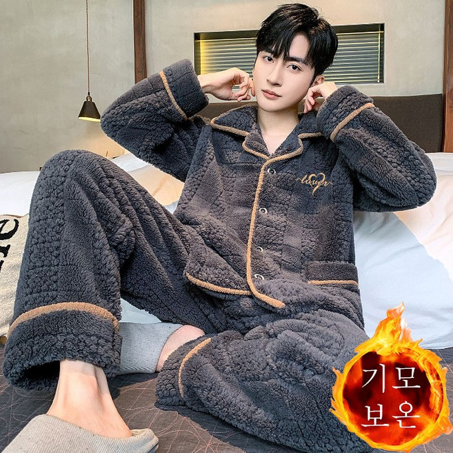 스타일닥터 남성 캐주얼 기모 수면잠옷 루즈핏 상하복