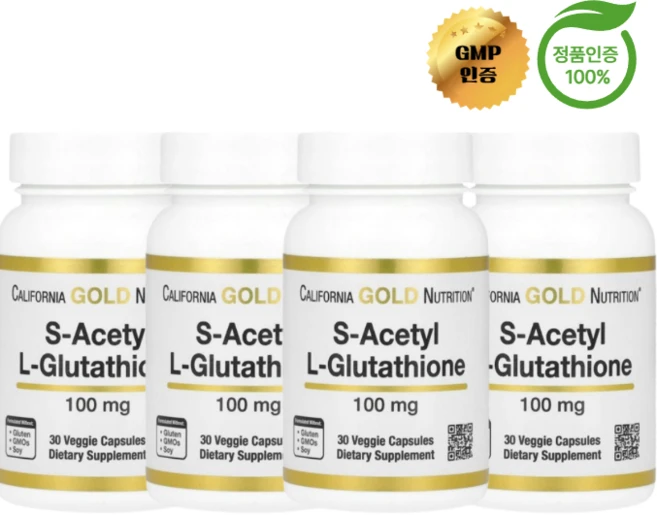 캘리포니아 골드 뉴트리션 CGN 4개X S아세틸 L글루타치온 100mg 베지 캡슐 30정, 4개 - 쿠팡