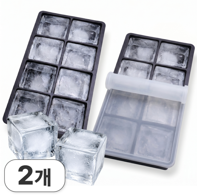 로빈홈즈 1+1 실리콘 사각 얼음트레이, 2개, 블랙