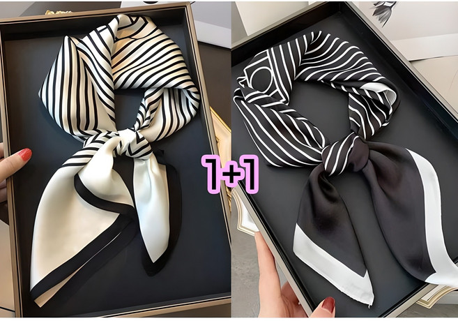 라라상점 스트라이프 쁘띠사이즈 실크소재 스카프 (3option)