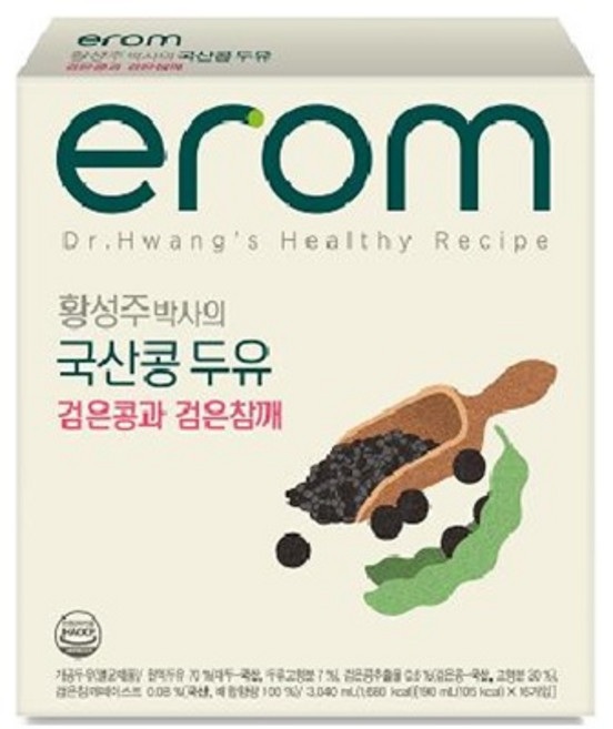 이롬 황성주 검은콩과 검은참깨 두유, 190ml, 64개