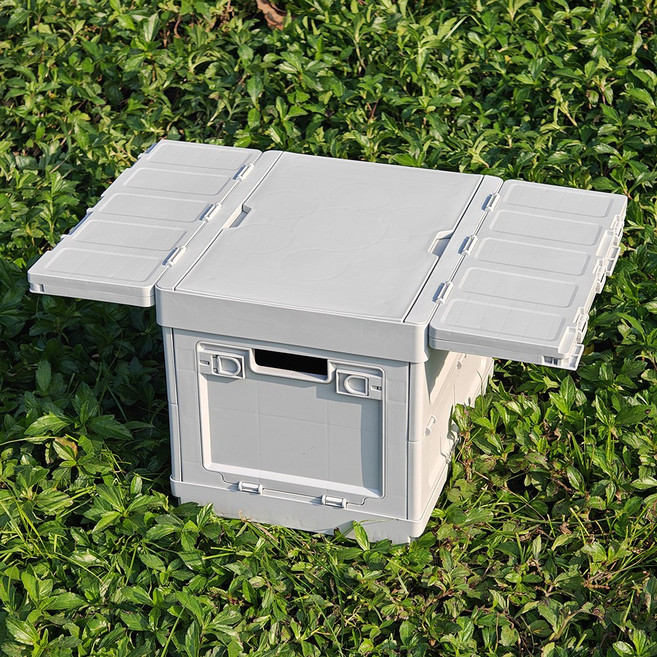 16.6L 아웃도어접이식보관함 다기능캐비닛 테이블+서랍일체 경량설계 휴대편리 캠핑등산에 적합, 1개, 1단, Grey