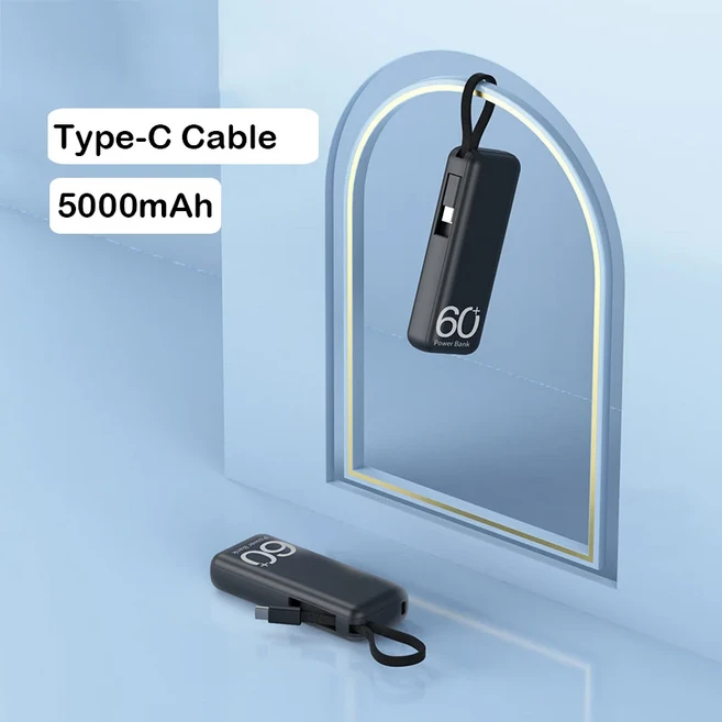 Xiaomi 5000mAh 소형 보조베터리 휴대용 미니 포함) iPhone Samsung용 고속 충전 외부 예비 배터리, 05 Type-C Black